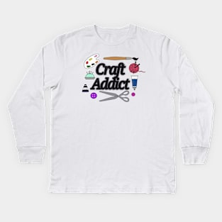 Craft addict art with craft tools Kids Long Sleeve T-Shirt